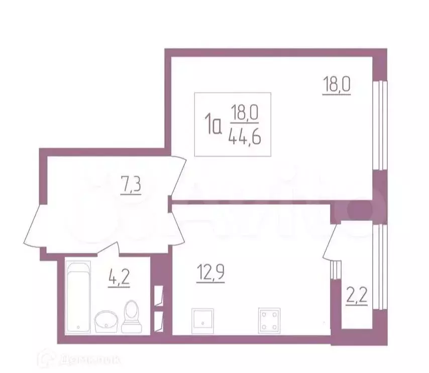 Продаётся 1-к квартира, 44.5 м - Фото 0