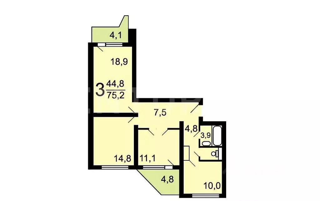 3-к кв. Москва ул. Главмосстроя, 5 (73.6 м) - Фото 2