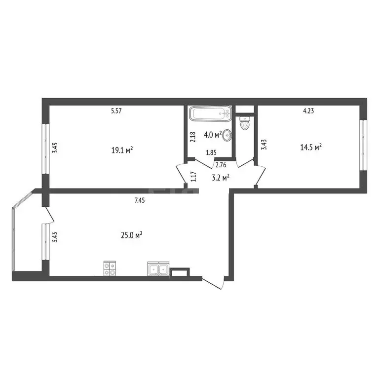 2-комнатная квартира: Тюмень, улица Павла Шарова, 3 (67.7 м) - Фото 1