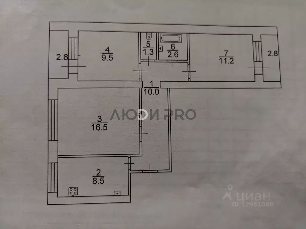3-к кв. Саратовская область, Саратов ул. Имени П.И. Чайковского, 1 ... - Фото 2