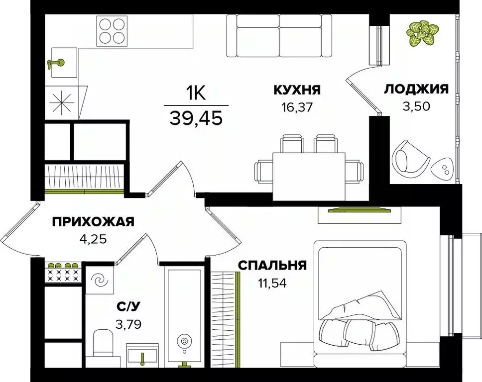 1-к кв. Тульская область, Тула  (39.45 м) - Фото 0