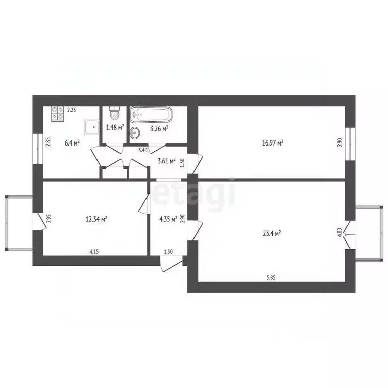 3-к кв. Севастополь ул. Большая Морская, 38 (74.0 м) - Фото 2