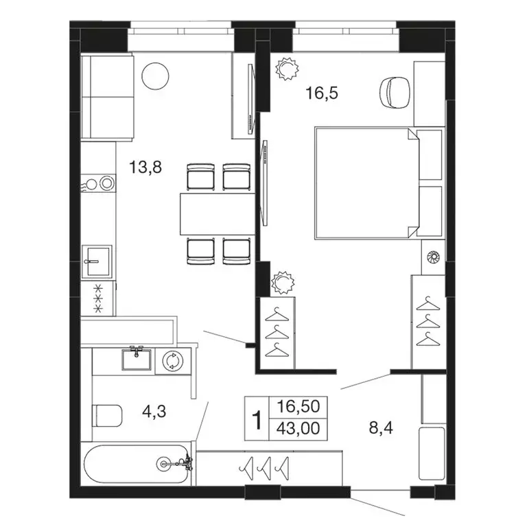 1-комнатная квартира: Апрелевка, жилой комплекс Времена Года, к2 (43 ... - Фото 1