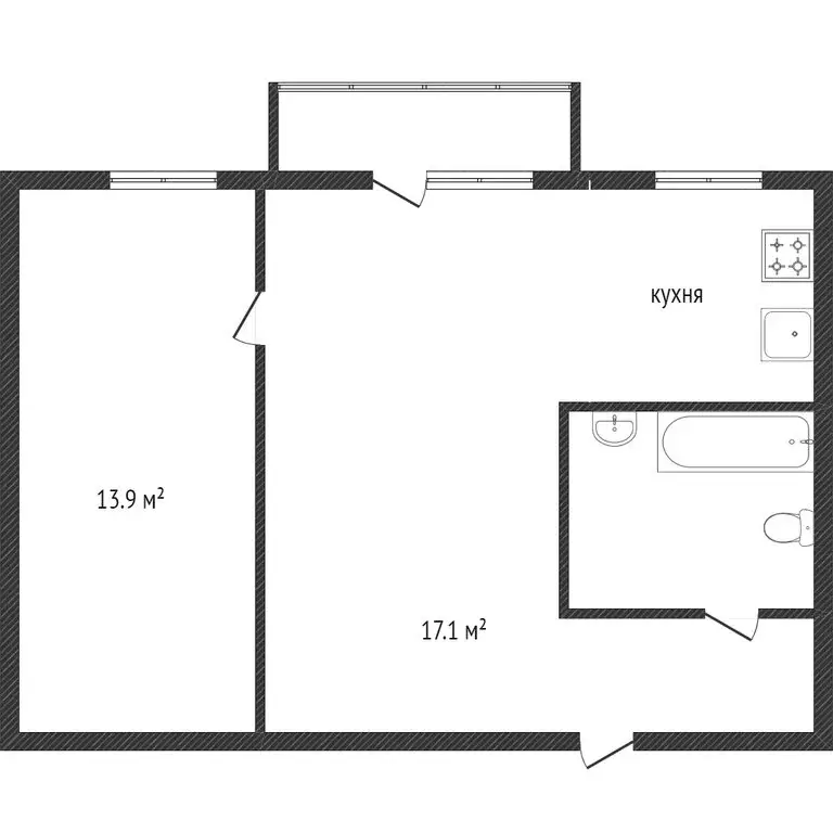 2-комнатная квартира: Кемерово, улица 50 лет Октября, 21А (44.3 м) - Фото 1