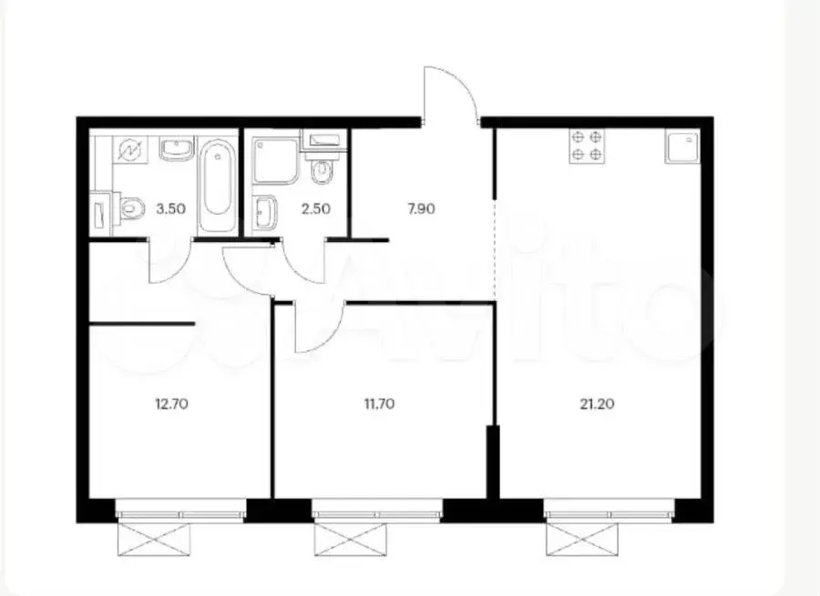 2-к. квартира, 60 м, 14/20 эт. - Фото 0