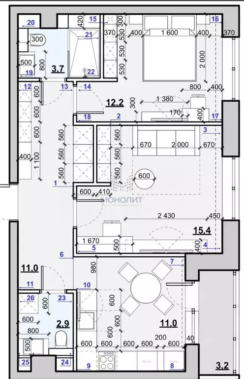 2-к кв. Москва Винницкая ул., 8к4 (60.0 м) - Фото 1