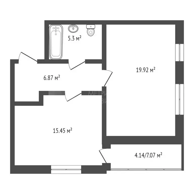 1-комнатная квартира: тюмень, ямская улица, 159с1/23 (49.7 м) - Фото 0