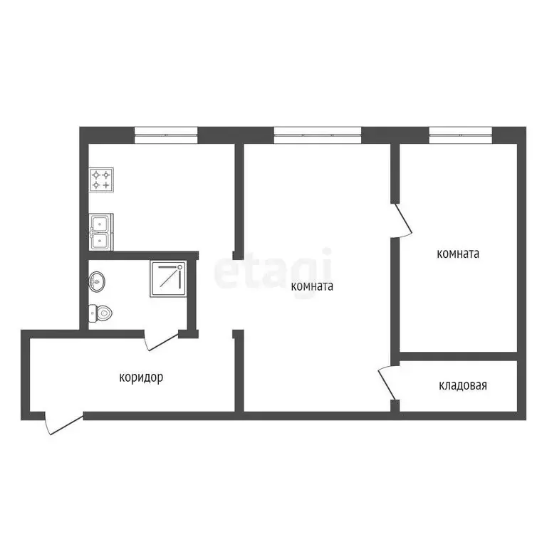 2-комнатная квартира: Туринск, улица Карла Маркса, 92 (44 м) - Фото 0