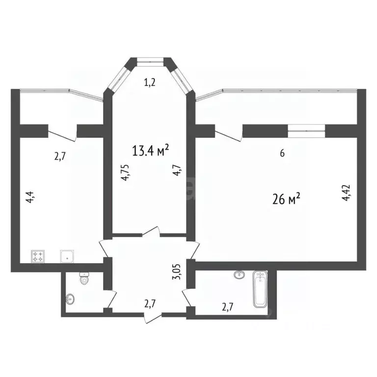 2-к кв. Иркутская область, Иркутск Волжская ул., 51А (66.7 м) - Фото 2