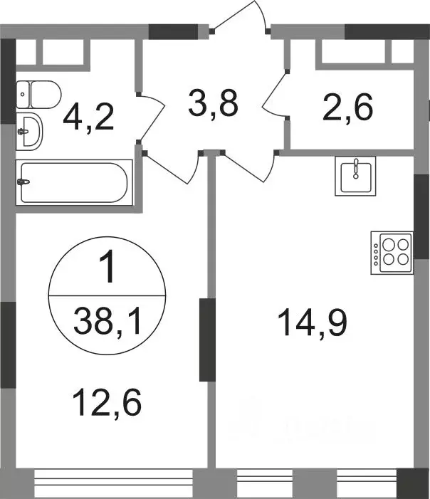 1-к кв. Москва Переделкино Ближнее мкр, 17-й кв-л, к1 (38.1 м) - Фото 0