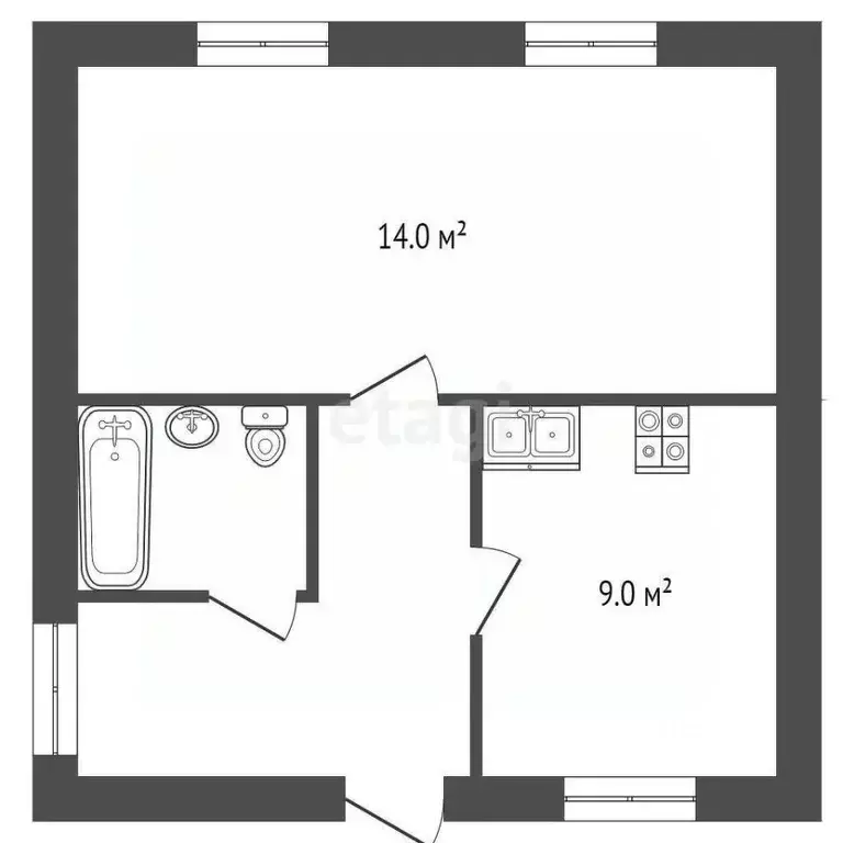 1-к кв. Ростовская область, Ростов-на-Дону Халтуринский пер., 9 (25.6 ... - Фото 2