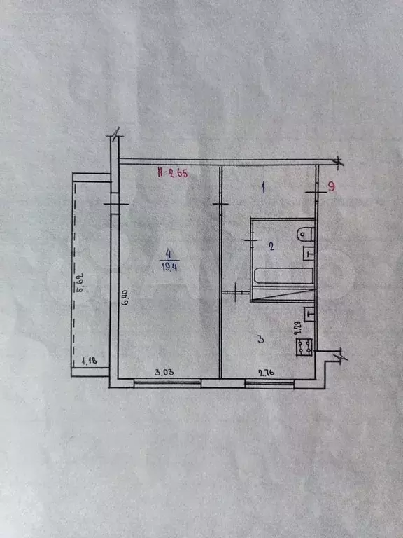 1-к. квартира, 38,1 м, 3/9 эт. - Фото 0