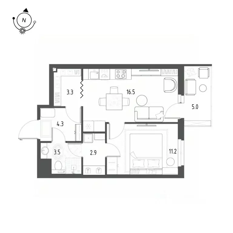1-к кв. Санкт-Петербург ш. Суздальское, 22к3 (43.0 м) - Фото 0