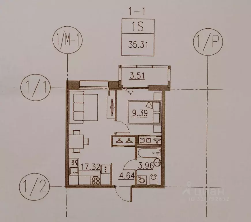 1-к кв. Санкт-Петербург просп. Героев, 33 (35.3 м) - Фото 1