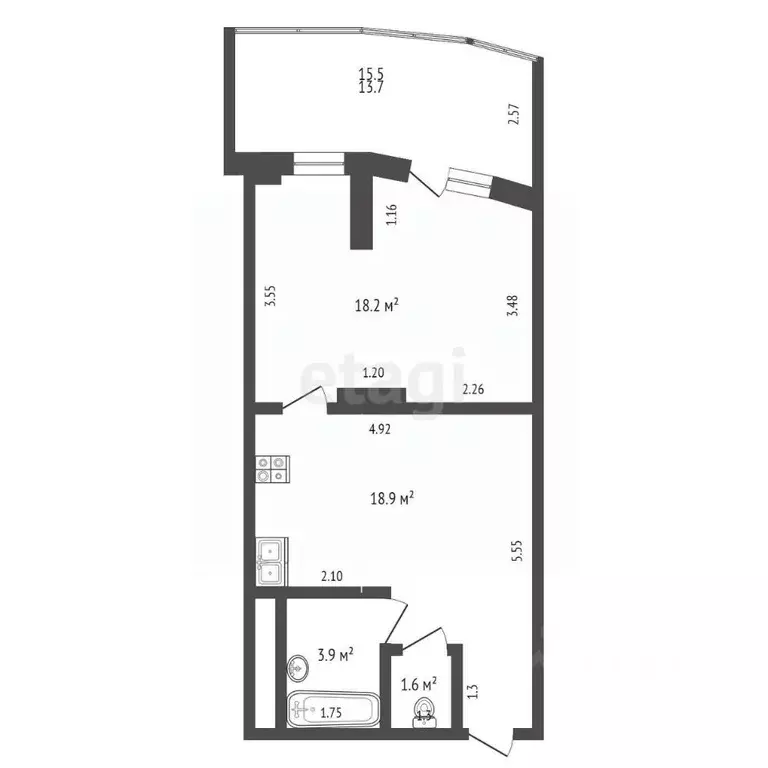 2-к кв. Крым, Ялта Приморский парк имени Гагарина кв-л, 9 (58.6 м) - Фото 2
