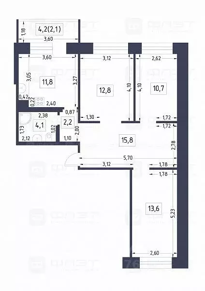3-к кв. Татарстан, Казань просп. Победы, 100 (73.1 м) - Фото 2