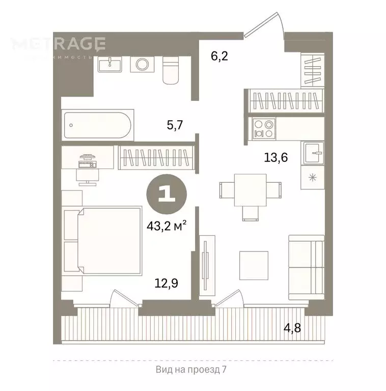 1-комнатная квартира: Екатеринбург, улица Академика Ландау, 7 (38.4 м) - Фото 0