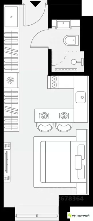1-к кв. Татарстан, Казань Родины мкр,  (22.06 м) - Фото 1