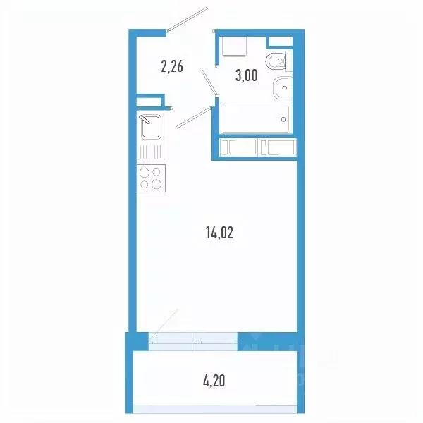 Студия Санкт-Петербург пос. Шушары,  (20.54 м) - Фото 0