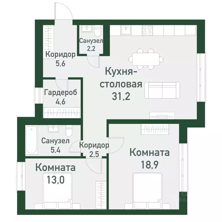 2-к кв. Челябинская область, Челябинский городской округ, пос. ... - Фото 0