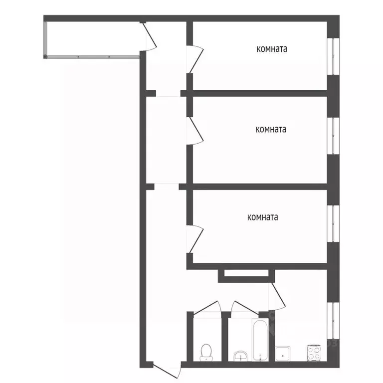 3-к кв. Ямало-Ненецкий АО, Новый Уренгой Ленинградский просп., 7 (65.4 ... - Фото 2