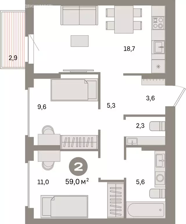 2-комнатная квартира: Екатеринбург, жилой район Сортировочный, ... - Фото 1