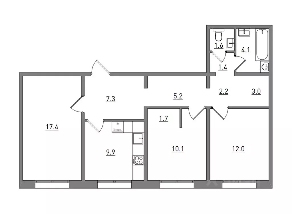 3-к кв. Кировская область, Киров бул. Прибрежный, 6 (75.9 м) - Фото 1