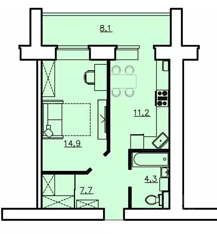 1-к кв. Владимирская область, Александров  (14.9 м) - Фото 0