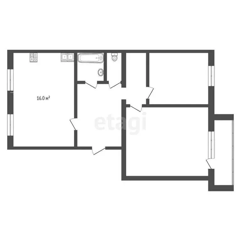 2-комнатная квартира: Ишим, улица Карла Маркса, 24 (56.9 м) - Фото 0