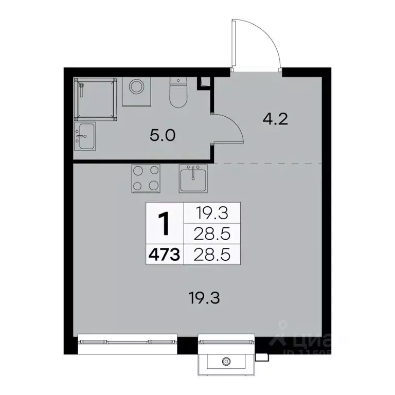 1-к кв. Москва Куркинское ш., 15С3 (28.5 м) - Фото 0