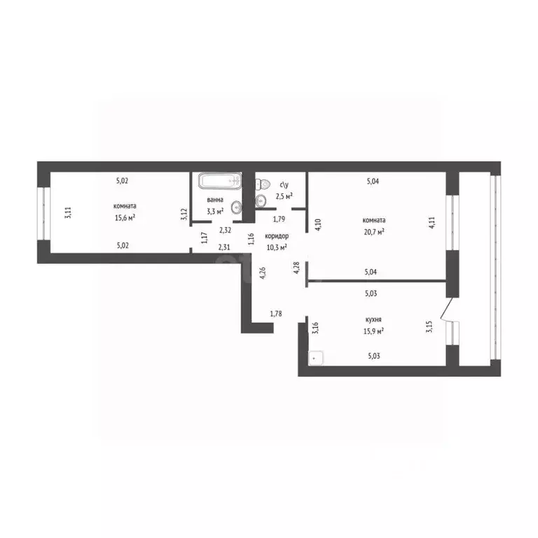 2-к кв. Воронежская область, Воронеж Московский просп., 97А (63.8 м) - Фото 2