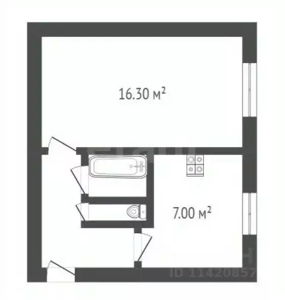 1-к кв. Воронежская область, Борисоглебск Аэродромная ул., 22 (30.9 м) - Фото 1