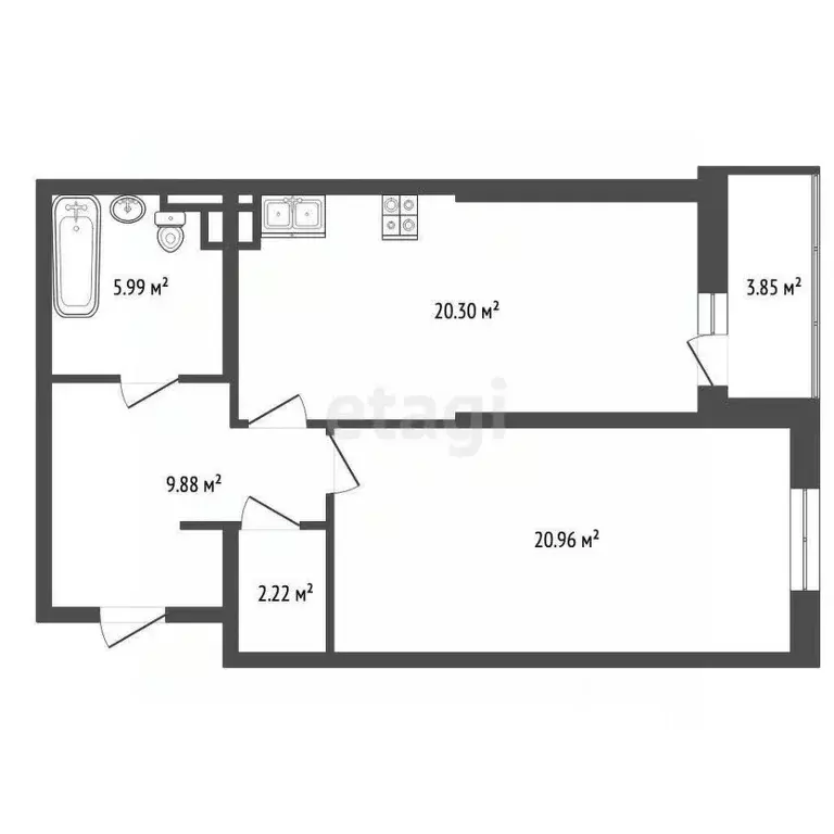 1-к кв. Ростовская область, Ростов-на-Дону Тибетская ул., 1Вс8 (63.5 ... - Фото 2