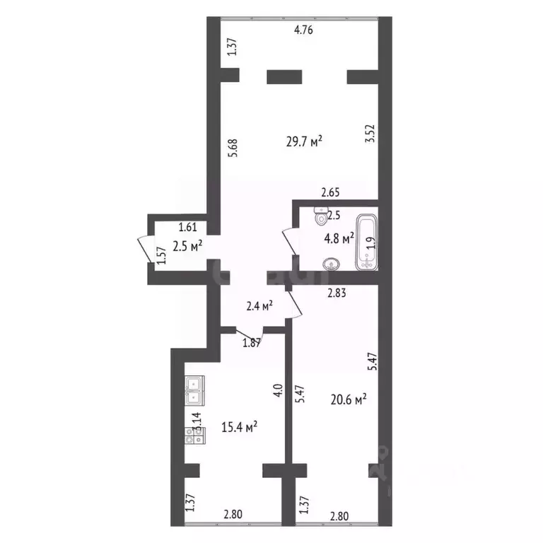 2-к кв. Крым, Бахчисарай ул. Грузинова, 61 (75.4 м) - Фото 0