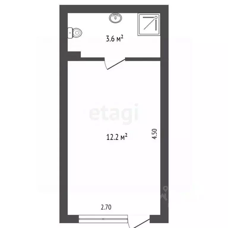 Студия Севастополь пос. Любимовка, ул. Южногородская, 36к3 (15.8 м) - Фото 2