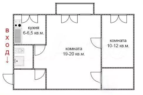 2-к. квартира, 45,4 м, 3/5 эт. - Фото 0