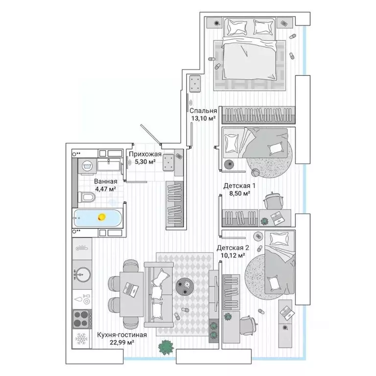 3-к кв. Приморский край, Владивосток ул. Нейбута (65.6 м) - Фото 1