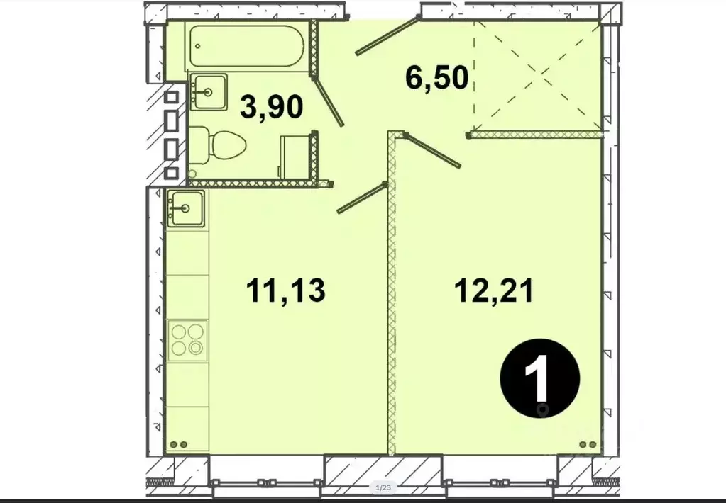1-к кв. Иркутская область, Иркутский муниципальный округ, пос. ... - Фото 2