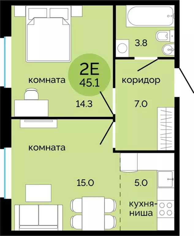 2-к кв. Пермский край, Пермь Краснова мкр, Красное яблоко жилой ... - Фото 0