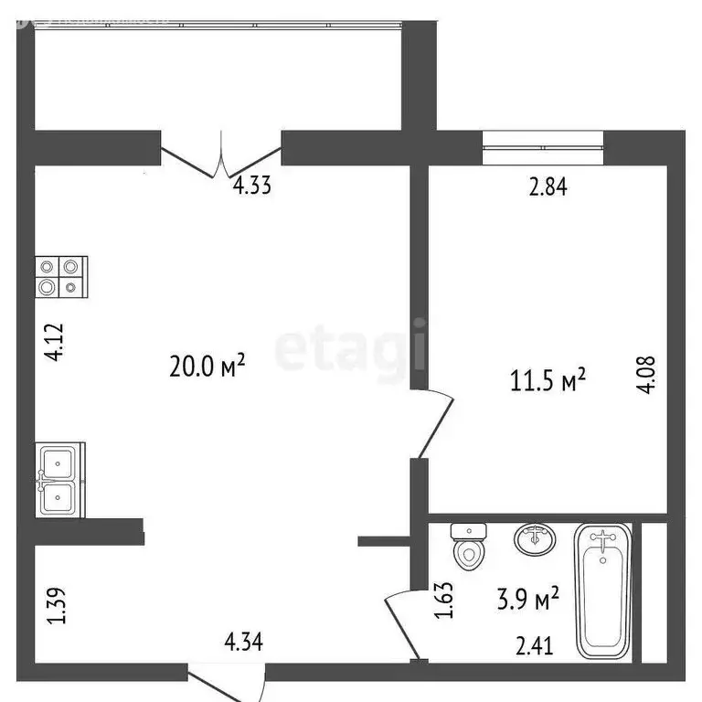 1-комнатная квартира: Челябинский городской округ, посёлок ... - Фото 0