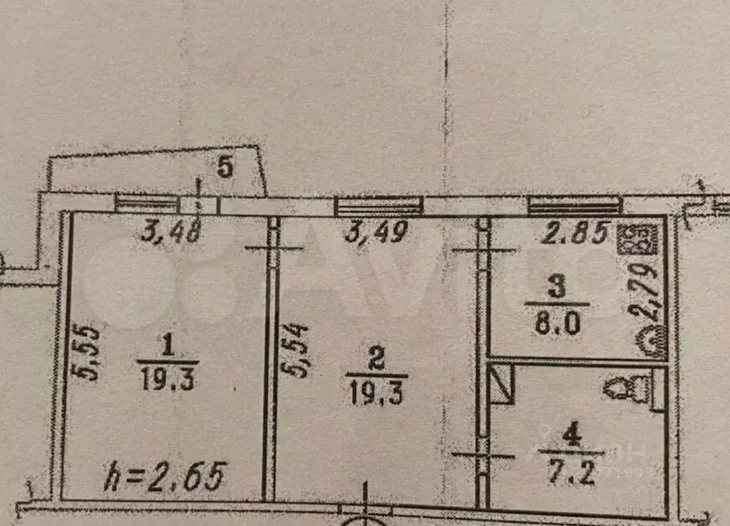 2-к кв. Омская область, Омск просп. Комарова, 5 (53.8 м) - Фото 2