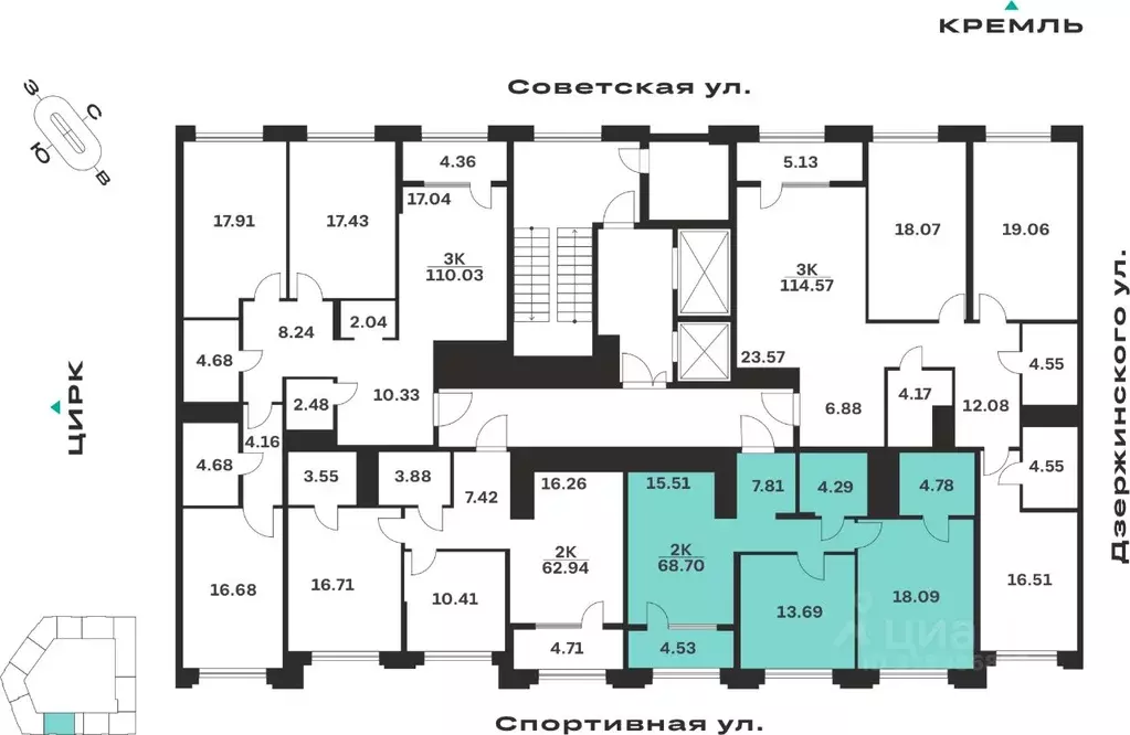 2-к кв. Тульская область, Тула ул. Болотникова, 4 (68.7 м) - Фото 1