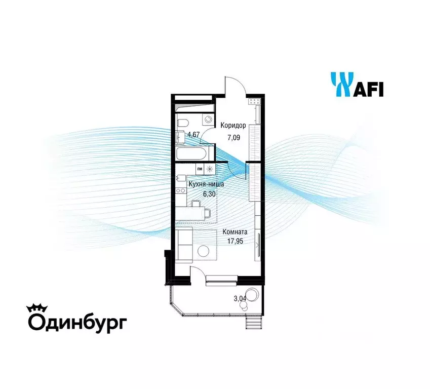 Квартира, 1 комната, 39.7 м - Фото 1
