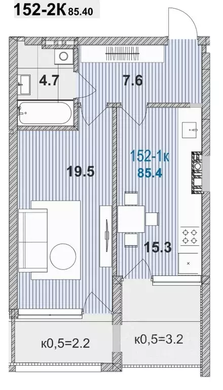 1-к кв. Калининградская область, Зеленоградск ул. Гагарина, 87 (52.5 ... - Фото 0