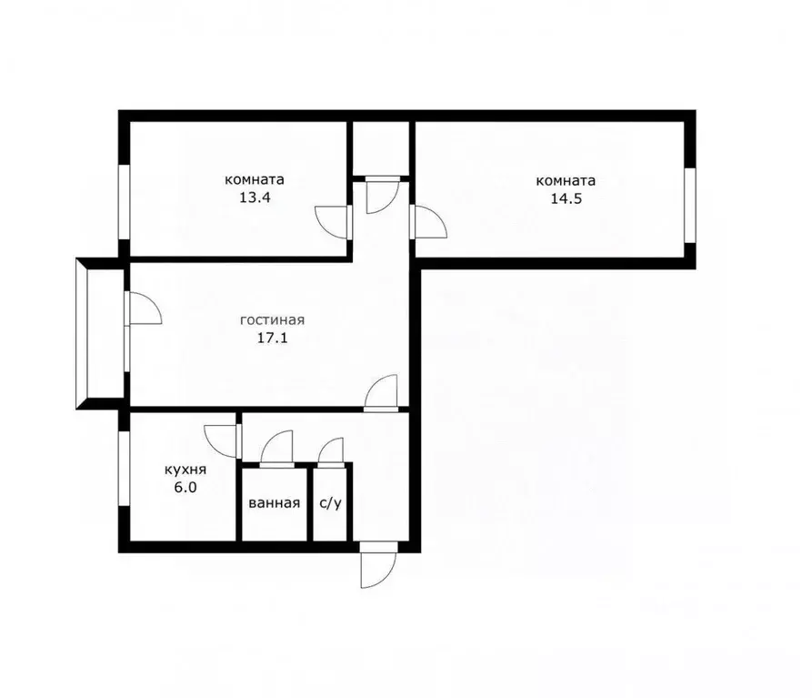 Квартира, 3 комнаты, 55 м - Фото 1
