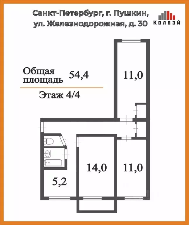 3-к кв. Санкт-Петербург, Санкт-Петербург, Пушкин Железнодорожная ул., ... - Фото 2