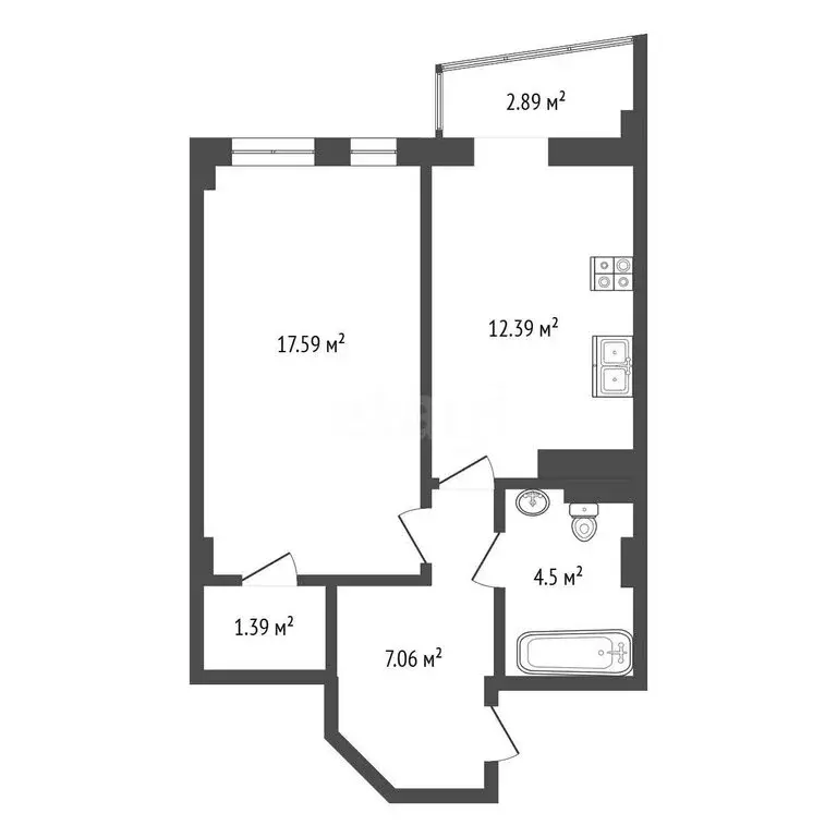 1-комнатная квартира: Калининград, улица Гайдара, 90 (46.2 м) - Фото 1