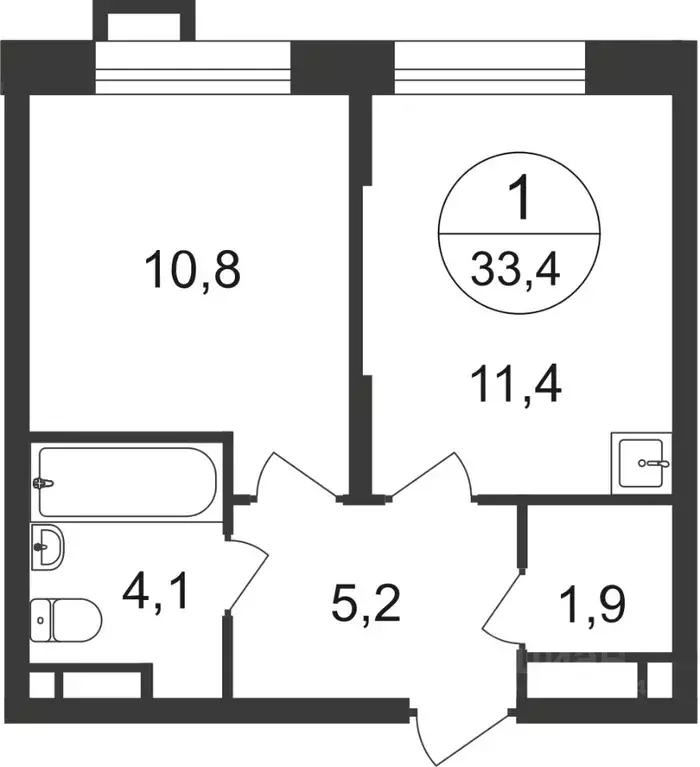 1-к кв. Москва, Москва, Московский г. ул. Лаптева, 9 (33.4 м) - Фото 0