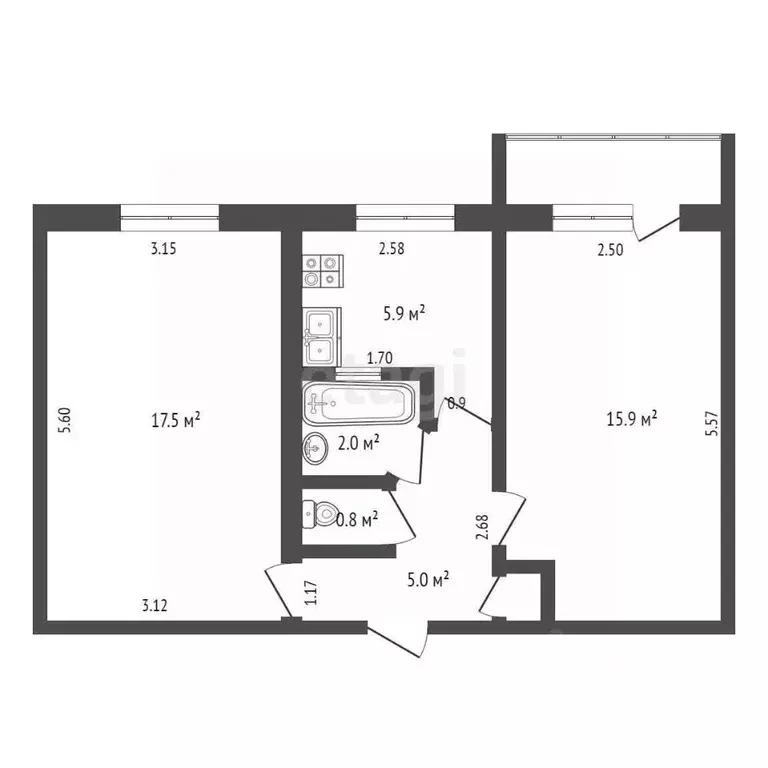 2-к кв. Крым, Феодосия ул. Анюнаса, 4 (47.4 м) - Фото 2