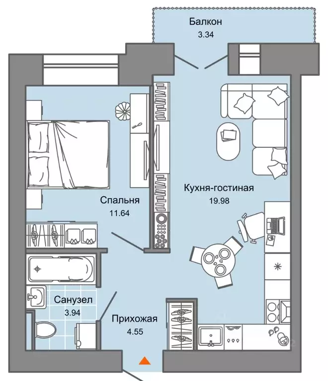 2-к кв. Кировская область, Киров ул. 4-й Пятилетки, 86 (41.0 м) - Фото 0